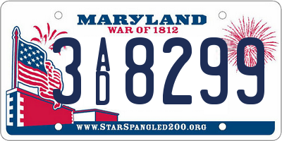 MD license plate 3AD8299