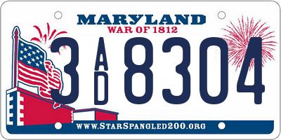 MD license plate 3AD8304