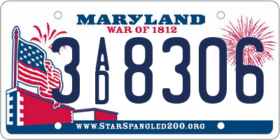 MD license plate 3AD8306