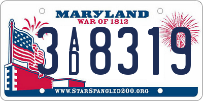 MD license plate 3AD8319