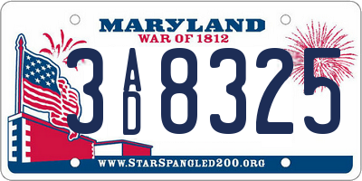 MD license plate 3AD8325