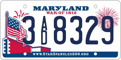 MD license plate 3AD8329