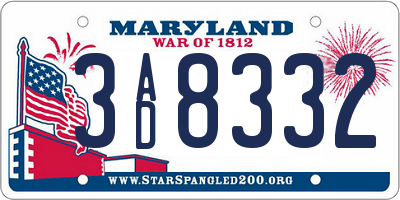 MD license plate 3AD8332