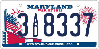 MD license plate 3AD8337