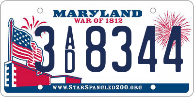MD license plate 3AD8344