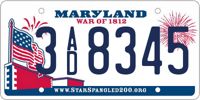 MD license plate 3AD8345