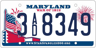 MD license plate 3AD8349