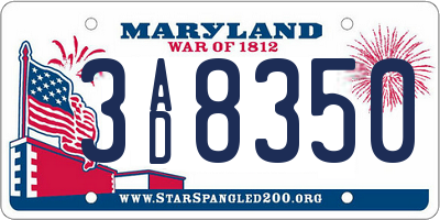 MD license plate 3AD8350