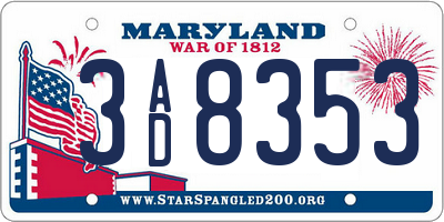 MD license plate 3AD8353