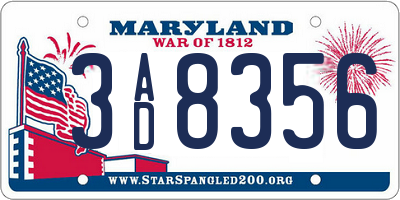 MD license plate 3AD8356