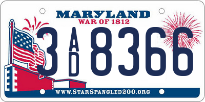 MD license plate 3AD8366