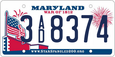 MD license plate 3AD8374