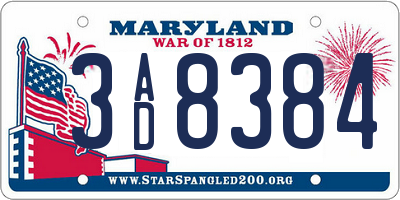 MD license plate 3AD8384