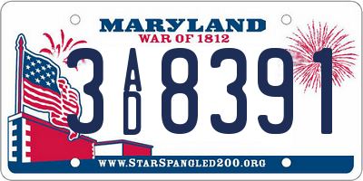 MD license plate 3AD8391