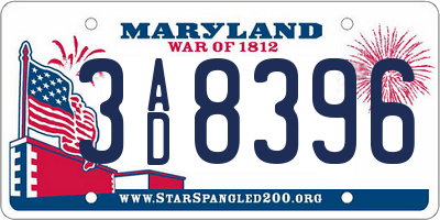 MD license plate 3AD8396
