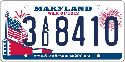 MD license plate 3AD8410