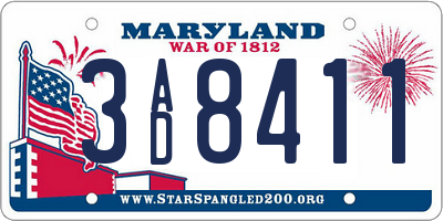 MD license plate 3AD8411