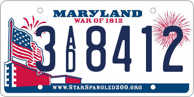 MD license plate 3AD8412