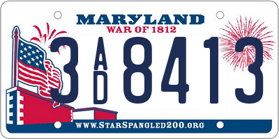 MD license plate 3AD8413