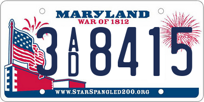 MD license plate 3AD8415