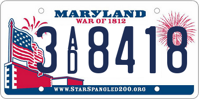 MD license plate 3AD8418