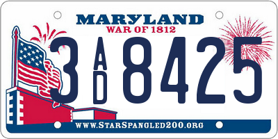 MD license plate 3AD8425
