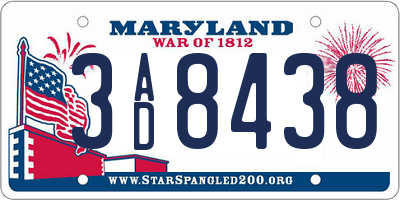 MD license plate 3AD8438