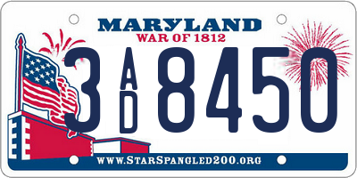 MD license plate 3AD8450