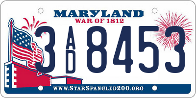 MD license plate 3AD8453