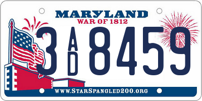 MD license plate 3AD8459