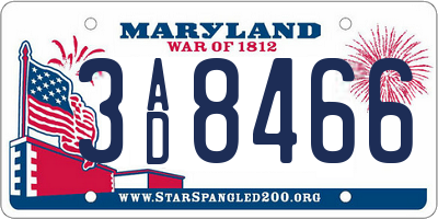 MD license plate 3AD8466