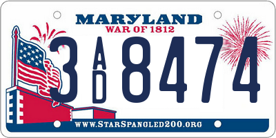 MD license plate 3AD8474