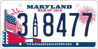 MD license plate 3AD8477