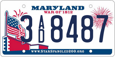 MD license plate 3AD8487