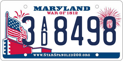 MD license plate 3AD8498