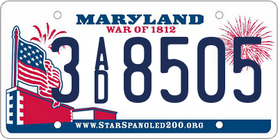 MD license plate 3AD8505