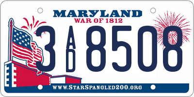MD license plate 3AD8508