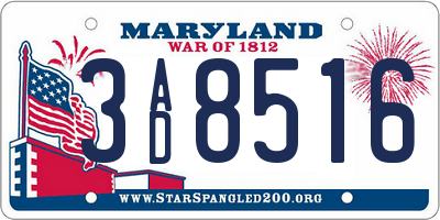 MD license plate 3AD8516