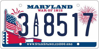 MD license plate 3AD8517