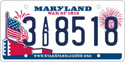 MD license plate 3AD8518