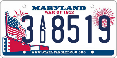 MD license plate 3AD8519