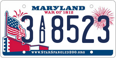 MD license plate 3AD8523
