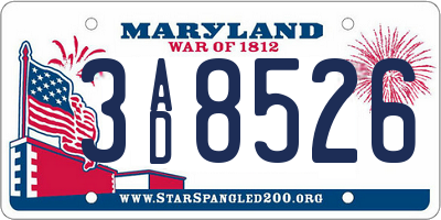 MD license plate 3AD8526