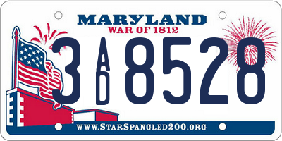 MD license plate 3AD8528