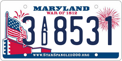 MD license plate 3AD8531