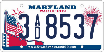 MD license plate 3AD8537
