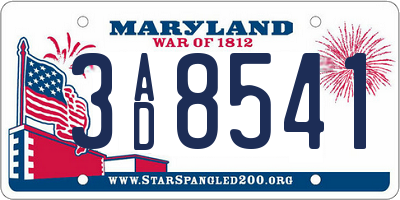 MD license plate 3AD8541