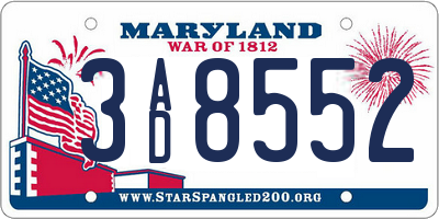 MD license plate 3AD8552