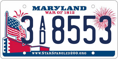 MD license plate 3AD8553