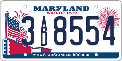 MD license plate 3AD8554